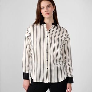 NWOT Karl Lagerfeld Black and White Striped Button Down Shirt medium